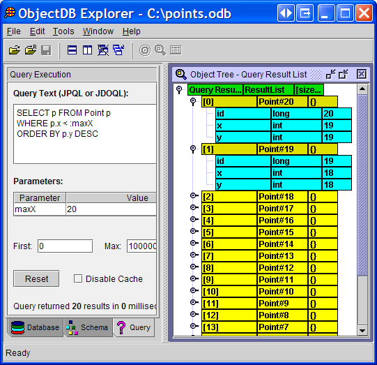 Screenshot of ObjectDB for Java/JDO 0.97